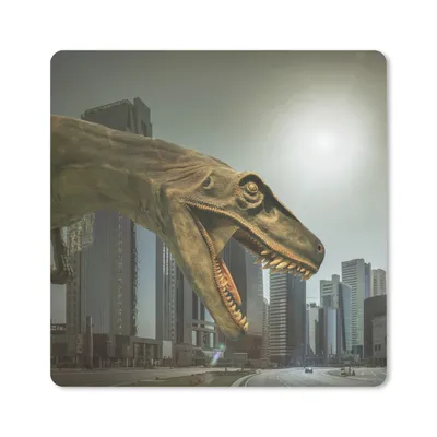 Produktbild von MuchoWow® Mauspad Mousepad Dinosaurier - Stadt - Kopf 30x30 cm - Mousepads - Maus Mat - Pad - Mausunterlage - Gaming