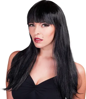 Produktbild von Perücke Lilo Schwarz Lang für Erwachsene Halloween Karneval Fasching Party
