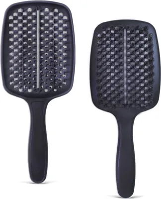Image de Brosse à cheveux sans tiraillements avec poils de sanglier - démêlant professionnel double face