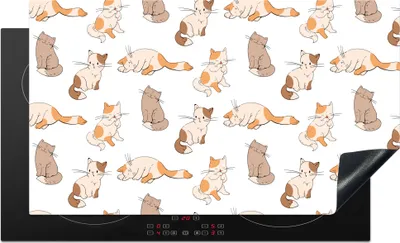 Produktbild von KitchenYeah© Herdabdeckplatte Muster - Katze - Kätzchen - Jungen - Mädchen - Kinder - Kinder , 91x52cm, Küche Deko, Glaskeramikkochfeld Herdabdeckung, Abdeckplatte fùr Kochfeld