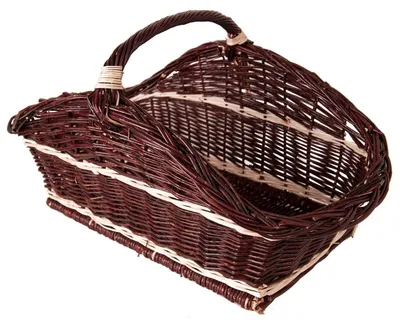 Image de Panier en osier pour bois, droit, matelassé foncé