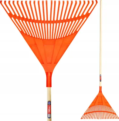 Produktbild von KADAX Rechen für Gras und Blätter, breite Harke mit langem Stiel aus Holz, 176cm