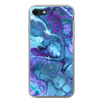 Produktbild von MuchoWow® Handyhülle Schutzhülle Hülle für iPhone SE 2020 Kunst - Golf - Blau - Psychedelisch Silikon Softcase Handy Hülle - Kartenbesitzer
