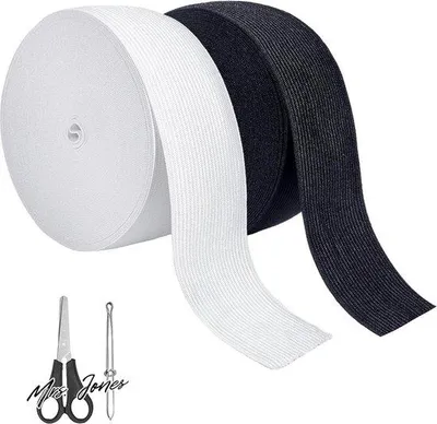 Obrázek produktu pro Elastická páska 50 mm, černobílá, na šití a lepení