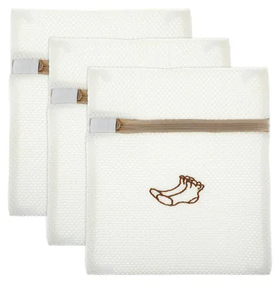 3er-Set Wäschesäcke aus Mesh mit Reißverschluss, 23 x 20 cm, Weiß