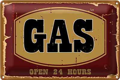 Produktbild von Blechschild Hinweis 18x12cm GAS open 24 hours