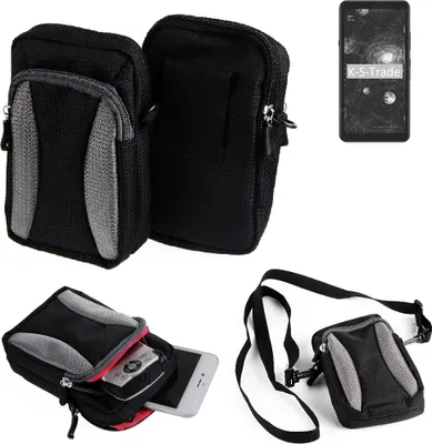 Produktbild von K-S-Trade Holster Schutz Hülle kompatibel mit HiSense A5 Pro Handy Hülle Gürteltasche Umhängetasche mit Zusatzfach schwarz