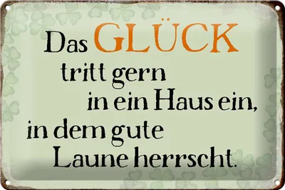 Produktbild von Blechschild Spruch 30x20cm Glück tritt gern ein gute Laune