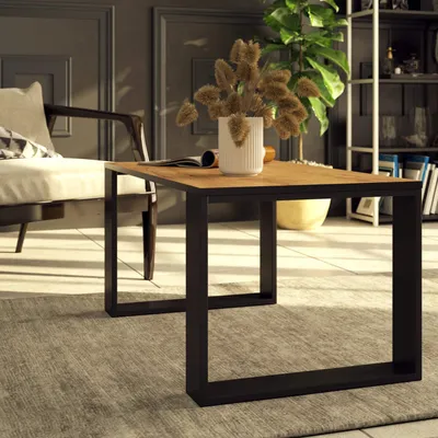 Produktbild von Couchtisch – Wohnzimmertisch – Sofatisch – NOX – Craft Eiche / Schwarz – 92 cm – Minimalistischer Wohnzimmertisch im modernen Industrial Design