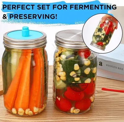 Produktbild von Famanu Glasbehälter 1L 2er-Set mit Deckel - Ideal für Fermentieren und Aufbewahren