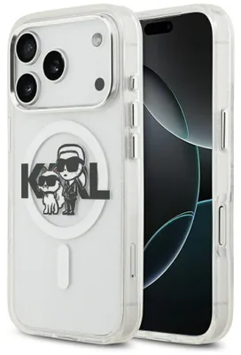Zdjęcie produktu dla Etui Karl Lagerfeld Iml Glitter Karl & Choupette Sketch Logo Magsafe Na Iphone 17 Pro - Przezroczyste