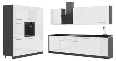 Immagine prodotto di Cucina componibile Vicco Fame-Line Bianco lucido/Antracite 460 cm senza piano di lavoro, Model 63776