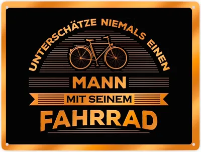 Produktbild von Unterschätze nie einen Mann mit seinem Fahrrad Metallschild XXL