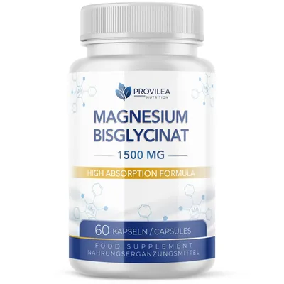 Produktbild von Provilea Magnesiumbisglycinat Kapseln| Gut verträgliche Magnesiumform | Für Sie & Ihn| 60 Kapseln Inhalt