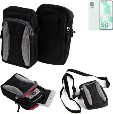 Produktbild von K-S-Trade Holster Schutz Hülle kompatibel mit Lava Blaze 5G Handy Hülle Gürteltasche Umhängetasche mit Zusatzfach schwarz