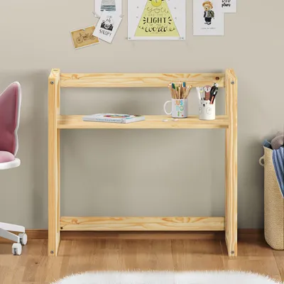 Produktbild von Kinderschreibtisch SUZA höhenverstellbar Massivholz natur - Tischplatte in 4 Höhen verstellbar, ideal für kleine Räume, minimalistisches Design im Montessori-Stil