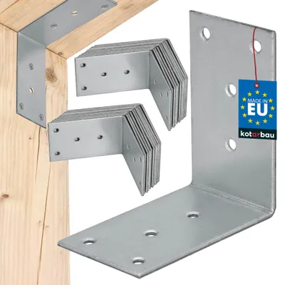 Obrázok produktu pre KOTARBAU® Sada 25 ks uhlových spojok, uhlové spojky pre ťažké zaťaženie 75x75x45 mm, pozinkovaná oceľ, uhlové spojky, stabilné, odolné, spojky na nosníky, strieborné
