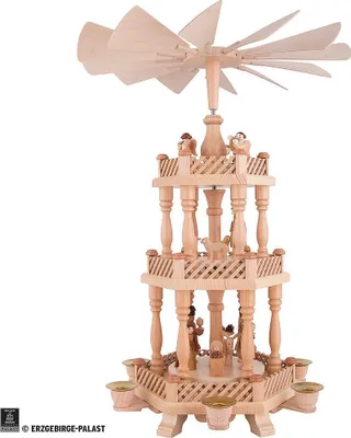 Obrázok produktu pre Pyramída s betlehemom, 2-poschodová, na sviečky d=14 mm šírka x výška x hĺbka 34 cmx46 cmx34 cm NOVINKA