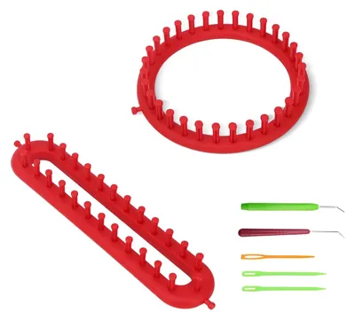 Strickset 2-tlg., rund 19 cm & rechteckig 26 cm, rot