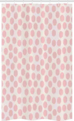 Image de ABAKUHAUS Rideau de douche rétro étroit, pois dessinés à la main en rose, ensemble de décoration de salle de bain en tissu avec crochets, 120 x 180 cm, noix de coco et blush