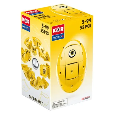 Productafbeelding van Geomag KOR 2.0 Pantone 108 Geel, 55 stuks, Speelgoed met neodymiummagneten, geschikt voor kinderen vanaf 5 jaar, kleur: geel
