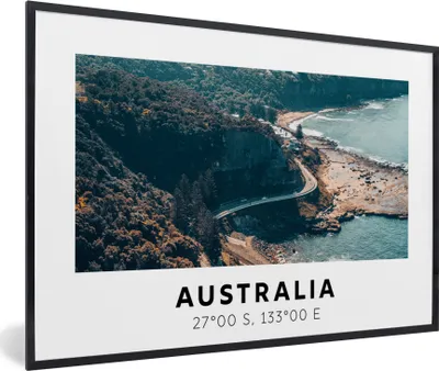 Produktbild von MuchoWow® Gerahmtes Poster Australien - Meer - Schnellstraße - Sommer 90x60 cm - Poster mit Schwarzem Bilderrahmen Wandposter Rahmen Foto Bilder - Fotorahmen - Foto-Plakat