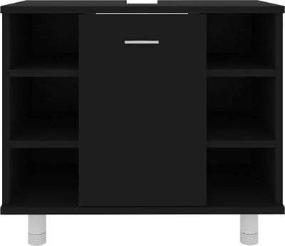 vidaXL Badezimmerschrank Schwarz 60x32x53,5 cm Holzwerkstoff
