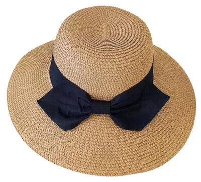 Produktbild von 56-58 cm Hutumfang Strohhut mit Schleife Sonnenschutzhut Sommerhut Damen Sonnenschutz Strandhut Sonnenschutz faltbarer Sonnenhut