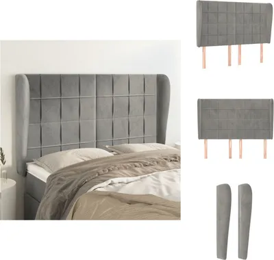 Produktbild von vidaXL Kopfteil mit Ohren Hellgrau 147x23x118/128 cm Samt -  Kopf- & Fußenden