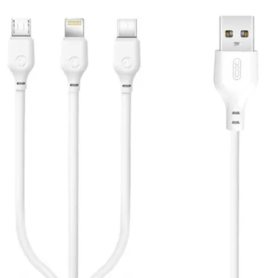 Obrázek produktu pro Xo Rychlonabjec kabel 3 v 1 - Micro, typ c a Lightning na USB - 1 m - barva bl