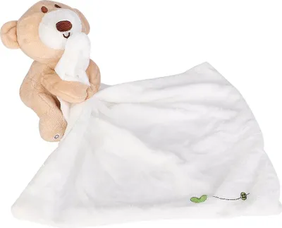 Obrázek produktu pro Kojenecká bezpečnostní osuška Cartoon Animal Doll Uklidňující osušky Baby Bear uklidňující hračky (bílá)