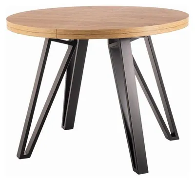 Image de Table à manger ronde extensible en bois - 8 couverts - D 100 x H 76