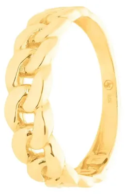 Produktbild von SuzanGold Goldring Damen Echtgold Figaro Ring aus 375 Gelbgold im Kettenstil