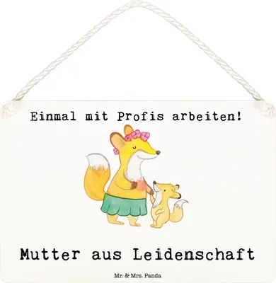Produktbild von Mr. & Mrs. Panda Schild Mutter Leidenschaft DIN A6 - Weiß - Geschenk, Holzschild, holzbild, Türschild, Wandbild Holz, Wandschild