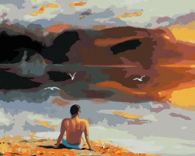 Produktbild von Zuty - Malen nach Zahlen - MANN UND SONNENUNTERGANG AM WASSER (D. RUSTY RUST), 40x50 cm, ohne Keilrahmen