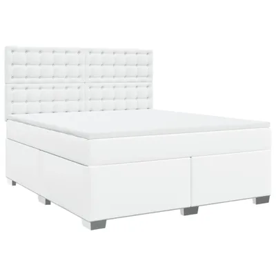 Zdjęcie produktu dla vidaXL Łóżko sprężynowe z materacem białe 180x200 cm imitacja skóry