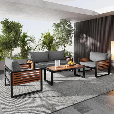 Image de Salon de jardin 4 pièces pour 4 personnes Outdoor Lounge Gris