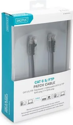 Image de DIGITUS Patchkabel Cat6 S/FTP 2xRJ45 2.0m schw. LSZH