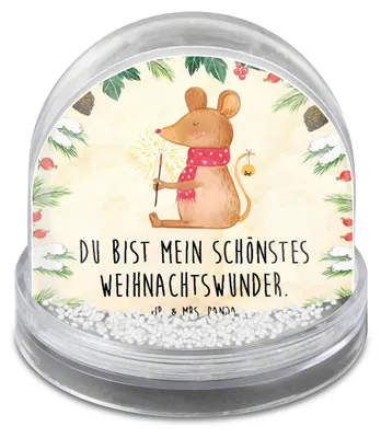 Produktbild von Mr. & Mrs. Panda Weihnachts Schneekugel Maus Weihnachten - Naturpapier - Geschenk, schnee kugel, Weihnachtsgruß, dekoartikel, Frohe, wasserkugel, Weihnachtsmotiv