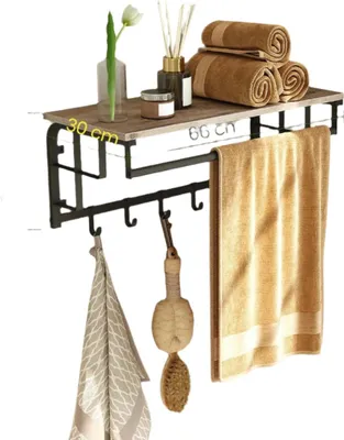 Produktbild von Wandgarderobe mit Regal - Wandregal - Spanplatte - 66 x 30 x 27 cm