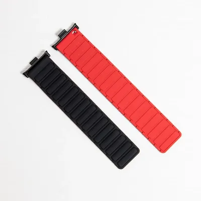 Image de Bracelet en silicone pour montre connectée - Mi Band 8 Pro - Fermeture magnétique - Matériau souple - Noir/Rouge