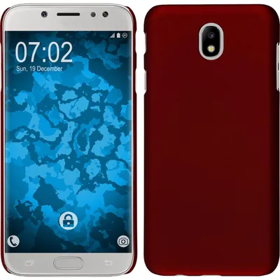 Produktbild von PhoneNatic Case kompatibel mit Samsung Galaxy J7 Pro - Hülle rot gummiert Hard-case Cover