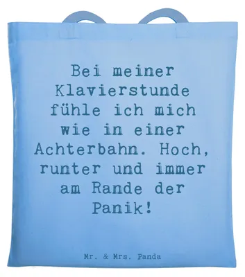 Produktbild von Mr. & Mrs. Panda Tote Bag Spruch Klavier Achterbahn - Sky Blue - Geschenk, Beutel, Elfenbeintasten, Musiker, Stoffbeutel, Laptoptasche, Klavierspielen, Musik, Musikfreude