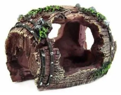 Produktbild von Aquarium-Dekoration – 11 x 7 x 8 cm – Aquarium-Fass-Dekoration – s Aquarium-Dekorationsfass – Moos-Dekoration – Felshöhlen-Dekoration