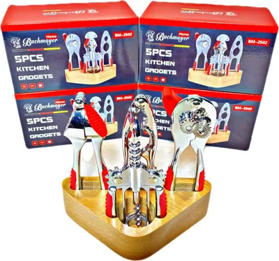 Immagine prodotto di 5 pezzi Set Stand rotante apriscatole Aglio Pressa Schiaccianoci apriscatole Rosso