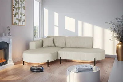 Produktbild von Ecksofa Designersofa VALENCIA XS in Stoff Scala Sand Ottomane Links