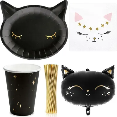 Produktbild von Partyset Schwarze Katzen schwarz Kindergeburtstag Deko Geburtstag