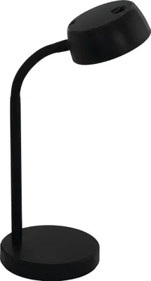 Produktbild von EGLO LED Tischlampe Cabales, 1 flammige Tischleuchte, Nachttischlampe aus Kunststoff, Wohnzimmerlampe in Schwarz, Lampe mit Wipp-Schalter, warmweiß
