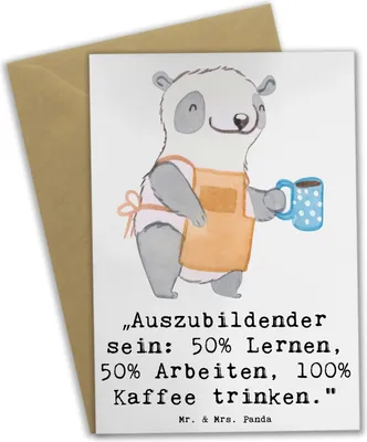 Produktbild von Mr. & Mrs. Panda Glückwunschkarte Auszubildender - Weiß - Geschenk, einladungskarten, Unterstützung, osterkarten, weihnachtskarten, Wertschätzung, Motivation, Berufe