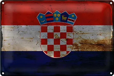 Produktbild von Blechschild Flagge Kroatien 18x12cm Flag of Croatia Rost
